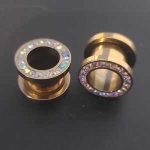 00 Plugs Gold with Gems